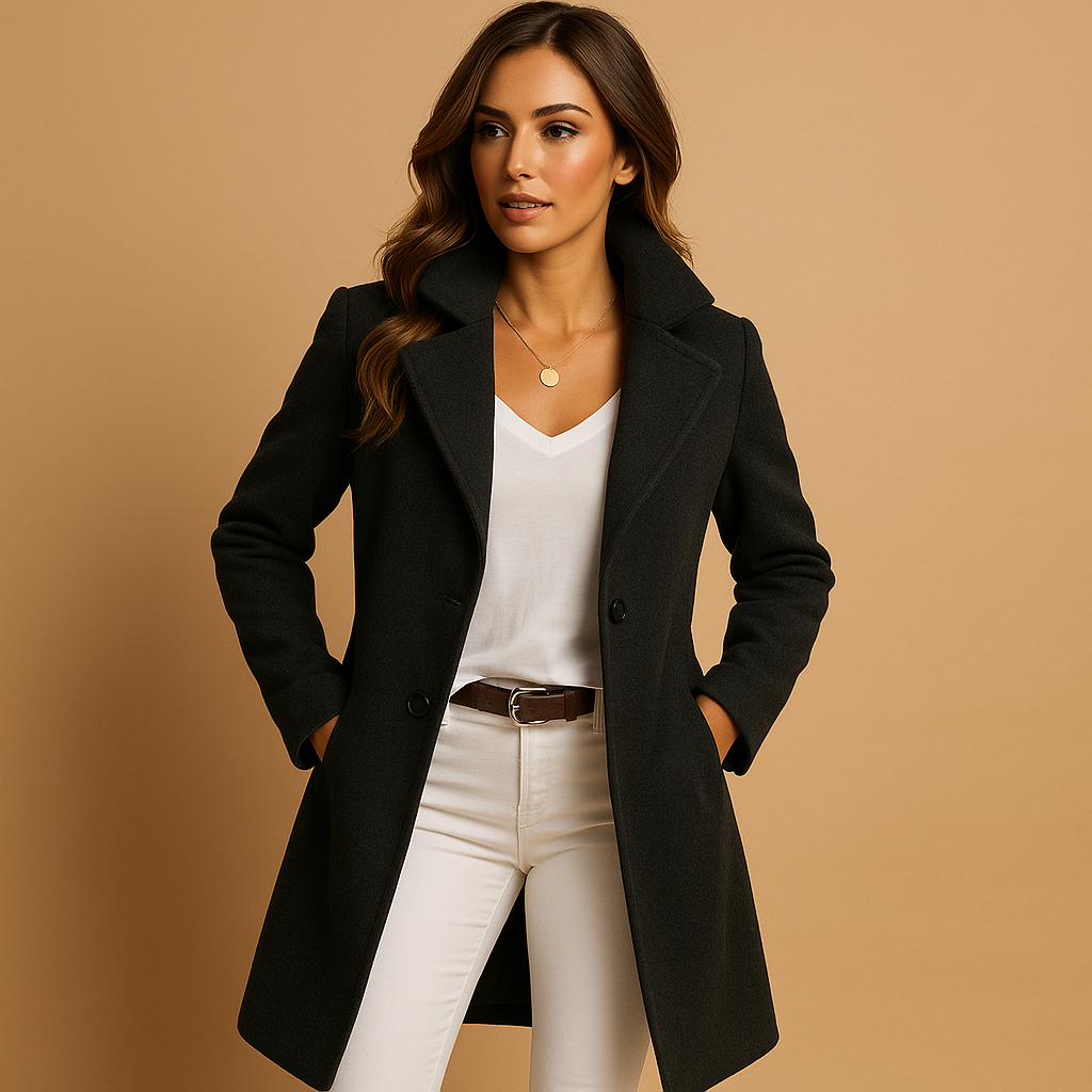 Lange elegante damesjas met knopen