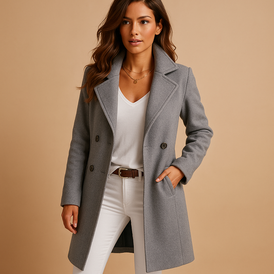 Lange elegante damesjas met knopen