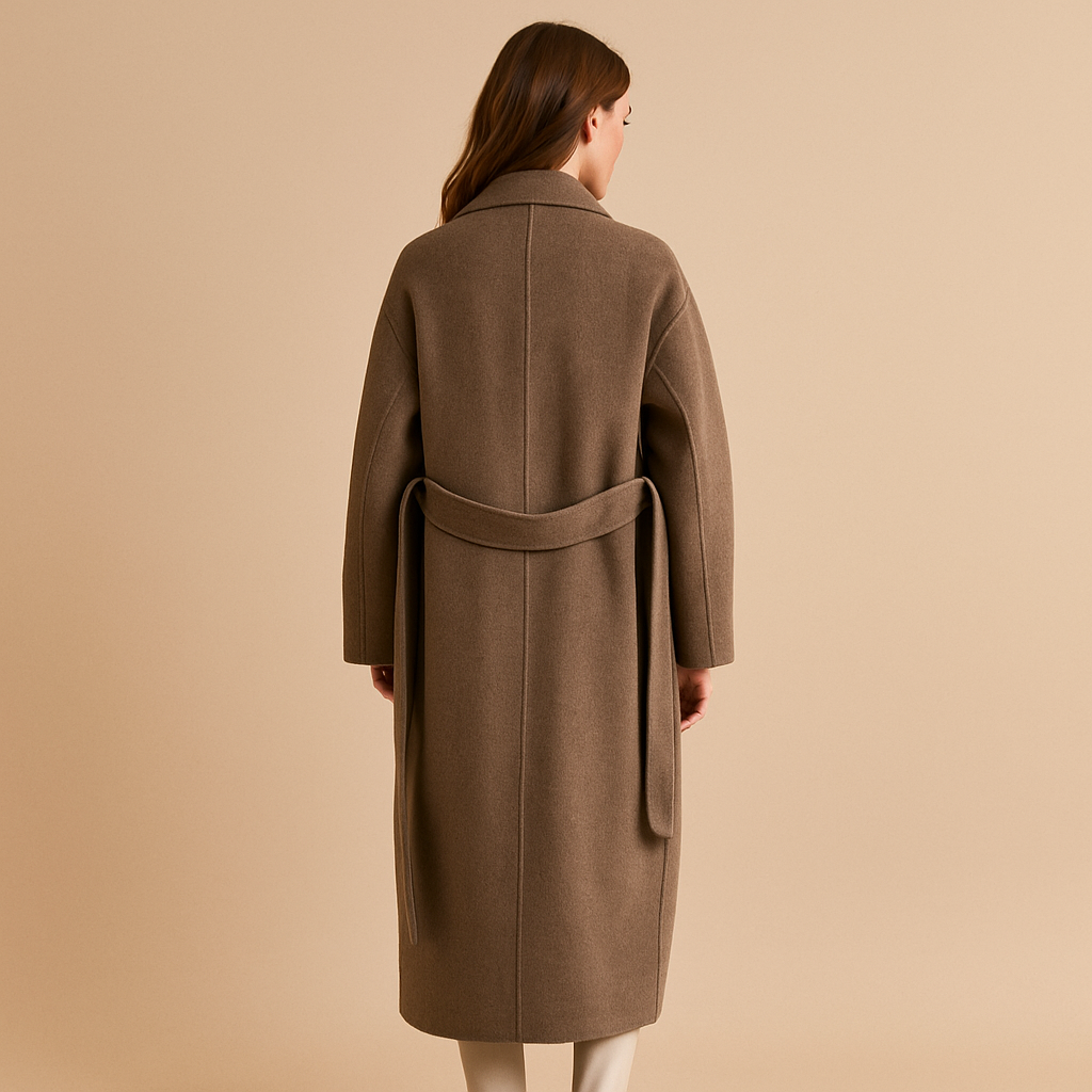 Lange trenchcoat met dubbele rij knopen