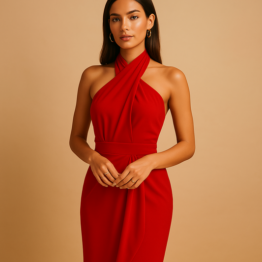 Elegante halterjurk met moderne twist