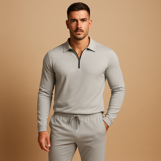 Moderne heren tracksuit met rits en tapered broek