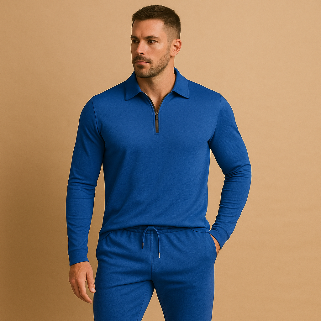Moderne heren tracksuit met rits en tapered broek