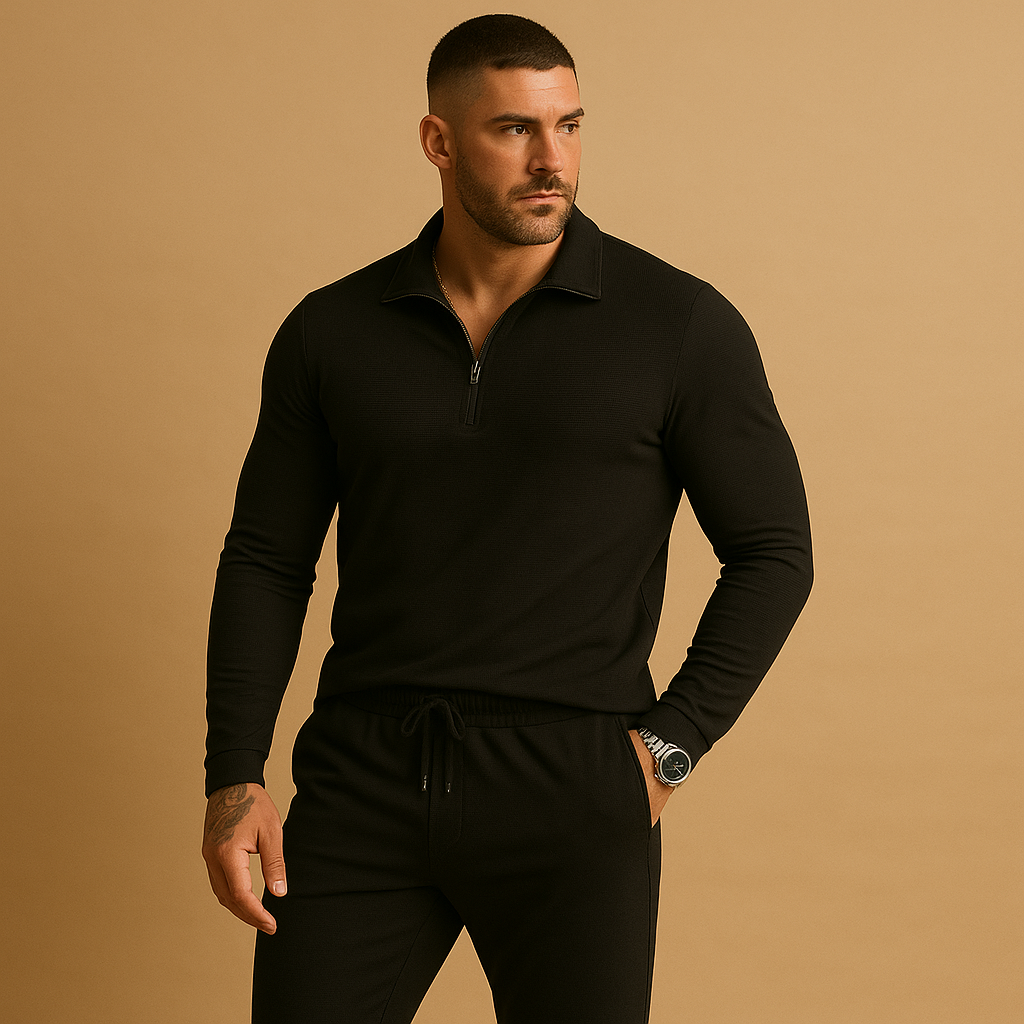 Moderne heren tracksuit met rits en tapered broek