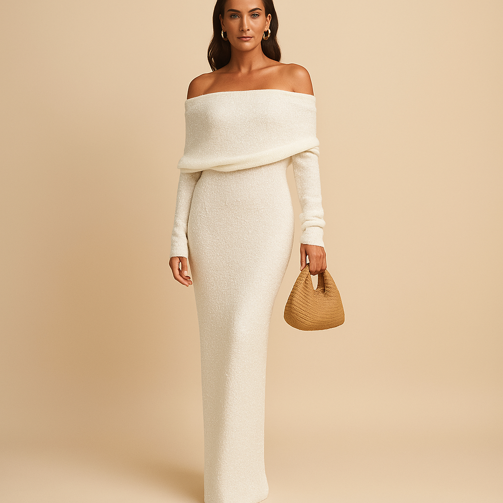 Off-shoulder zomerjurk met elegante pasvorm
