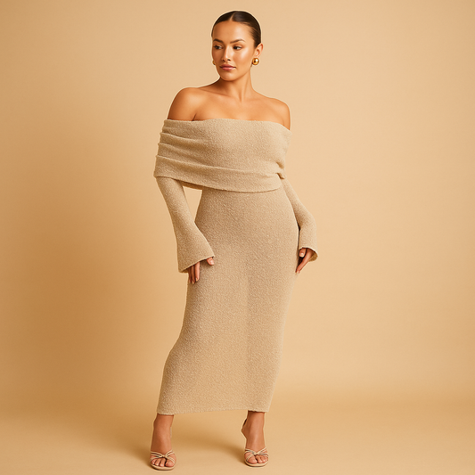 Off-shoulder zomerjurk met elegante pasvorm