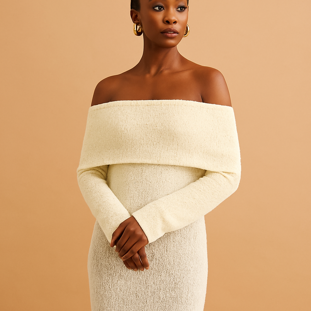 Off-shoulder zomerjurk met elegante pasvorm