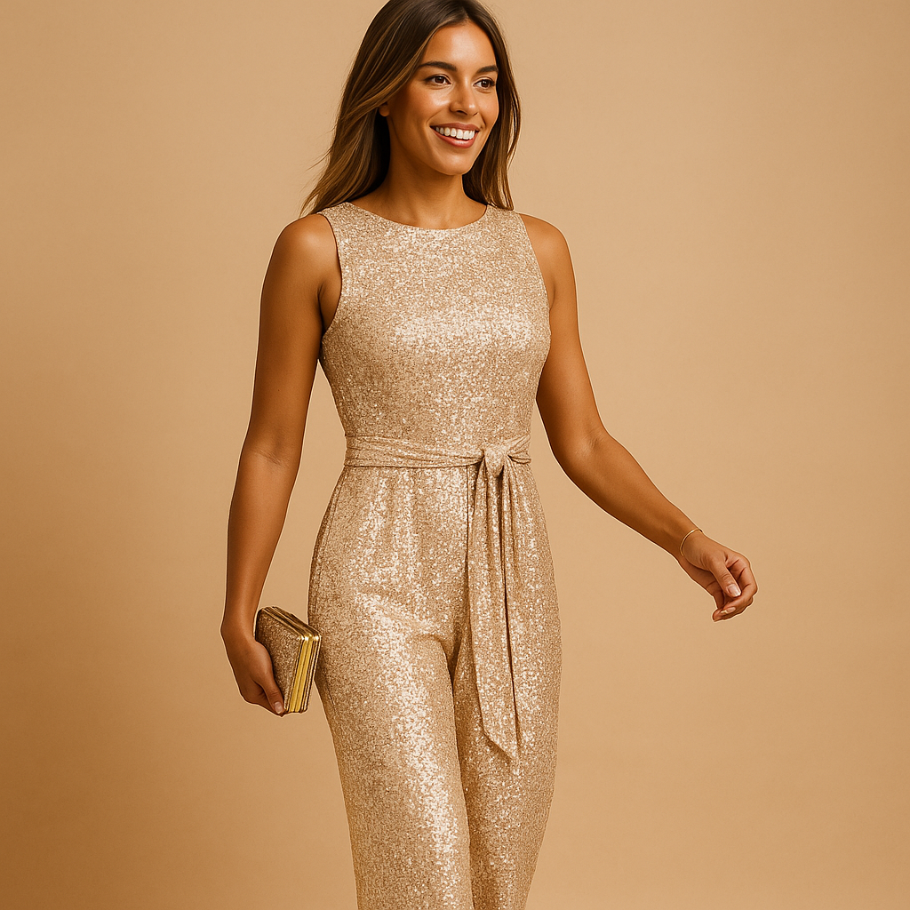 Pailletten jumpsuit zonder mouwen