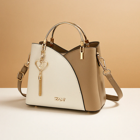 Schoudertas met geometrisch patroon en verstelbare riem