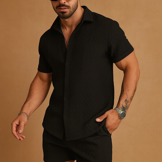 Sportieve short set met contrasterende kraag