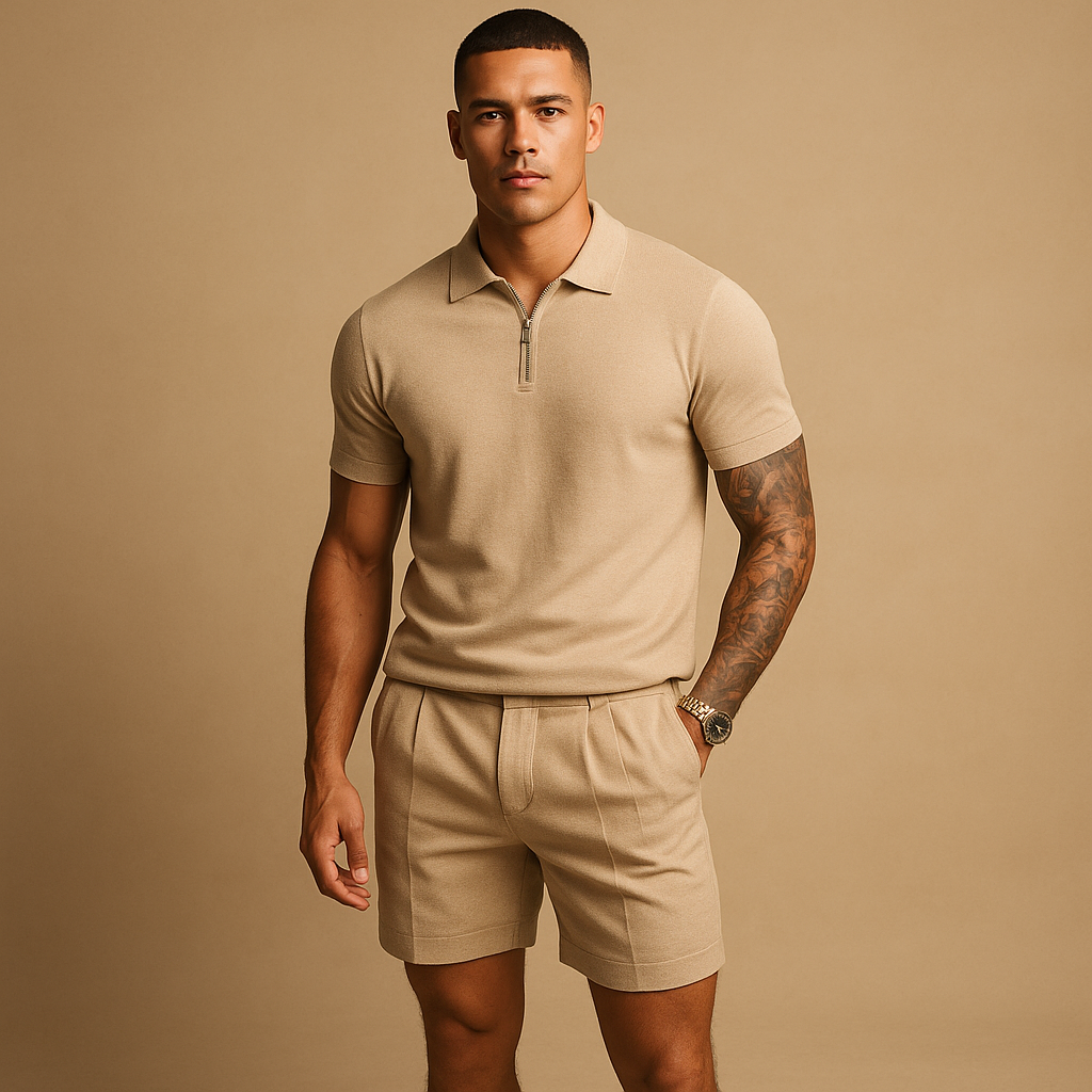 Streetwear set met overhemd en short