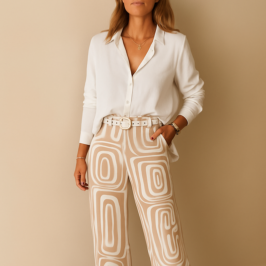 Tijdloze set met lange mouwen blouse en broek