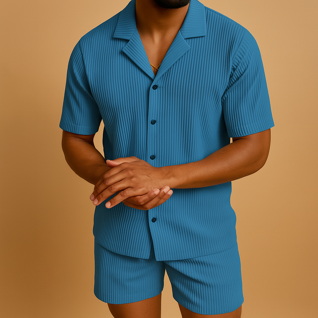 Tweedelige zomeroutfit voor heren met verfijnd design