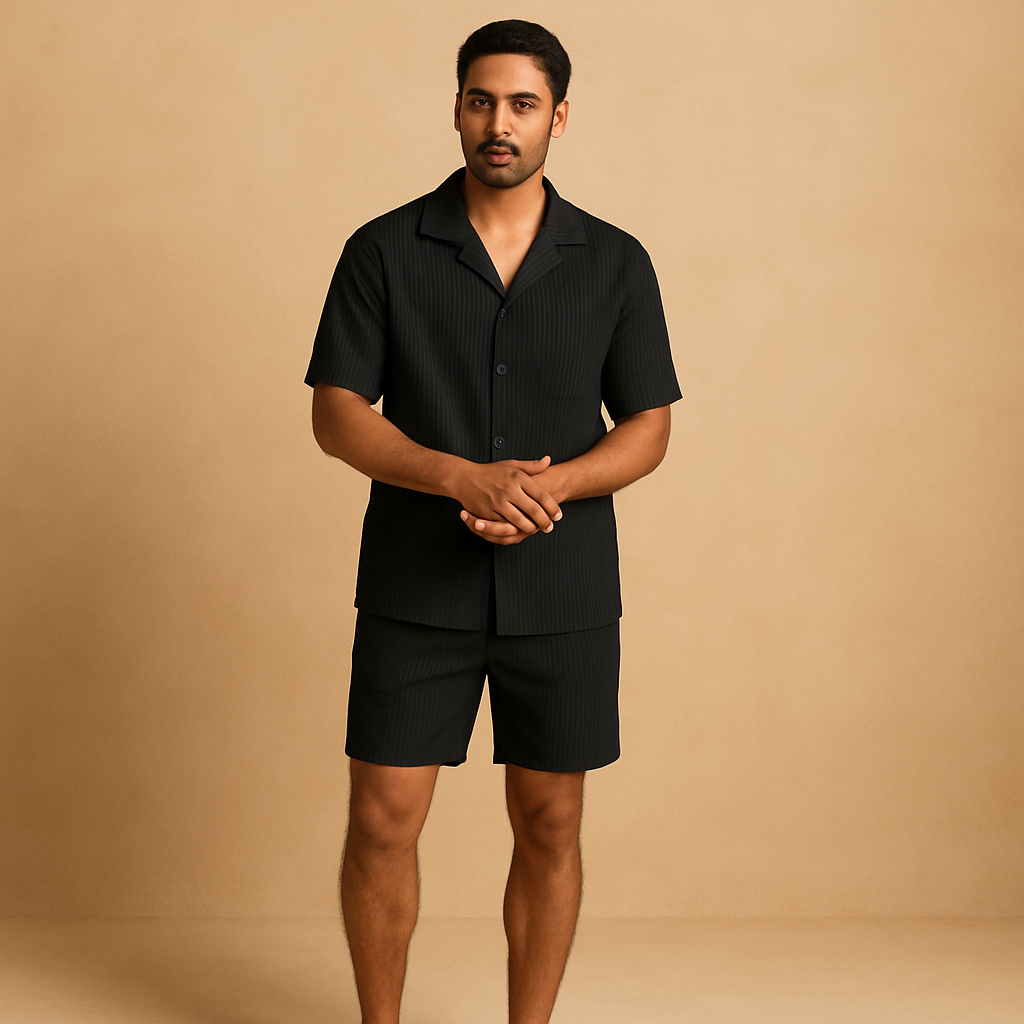 Tweedelige zomeroutfit voor heren met verfijnd design