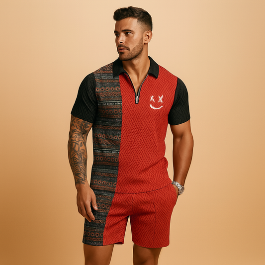 Tweedelige zomerset met polo en korte broek