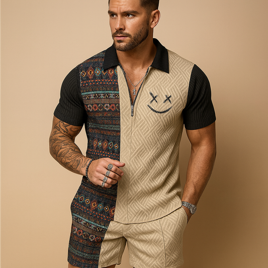 Tweedelige zomerset met polo en korte broek