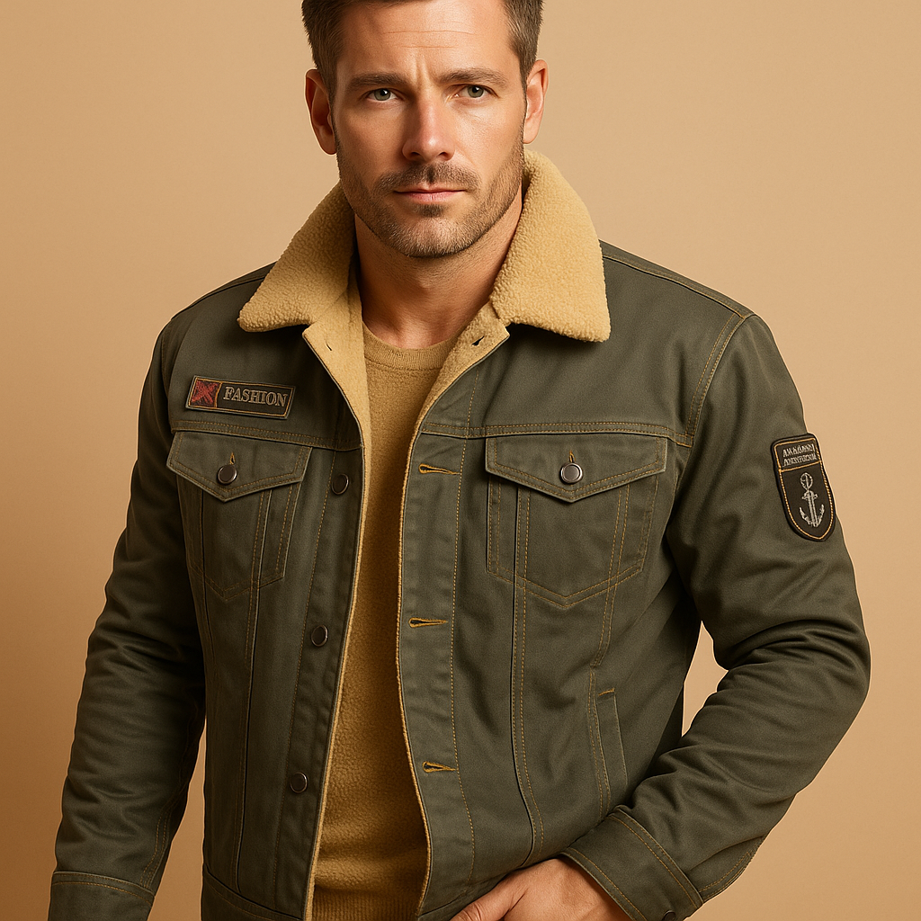 Warme fleece motorjas met versteviging voor heren