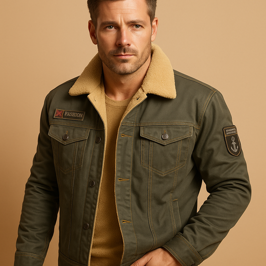 Warme fleece motorjas met versteviging voor heren