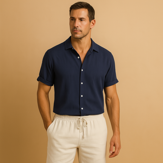 Tweedelige set zomeroutfit voor heren met tijdloos design