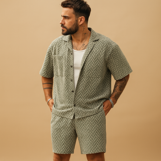 Zomerset met geometrische print en elastische taille voor heren