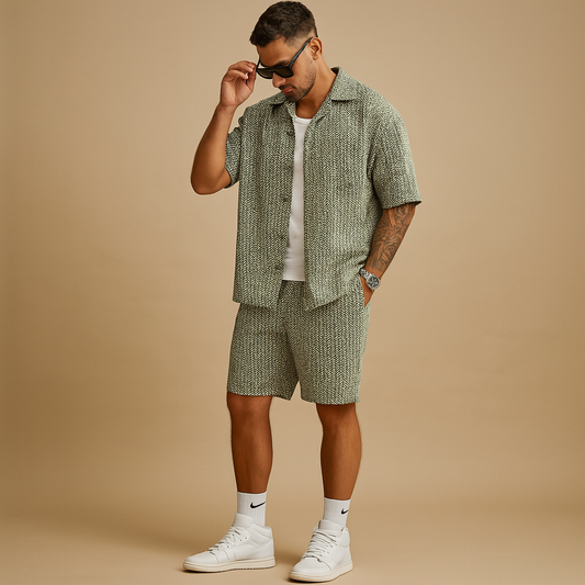 Zomerset met geometrische print en elastische taille voor heren