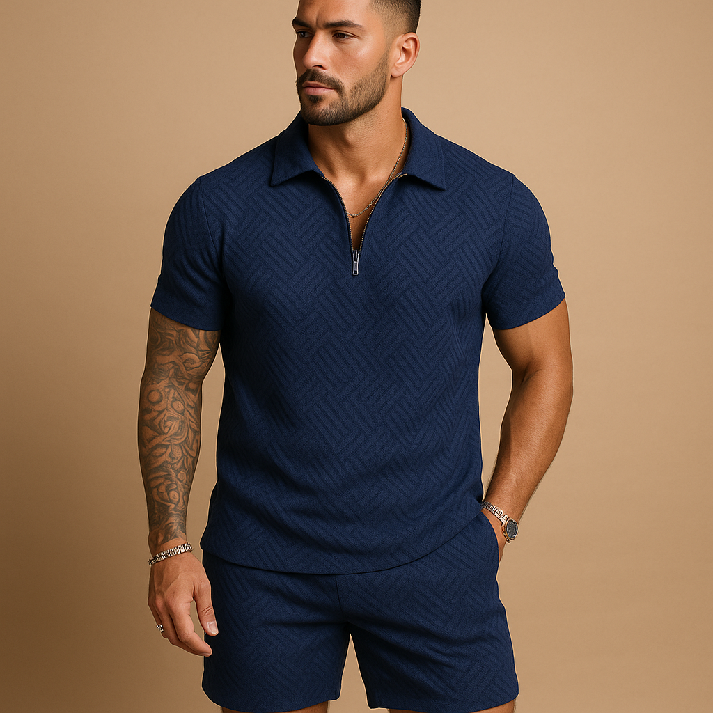 Zomers set met T-shirt en short met rits voor heren