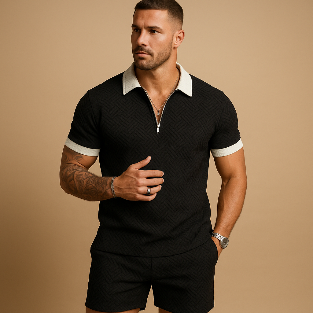 Zomers set met T-shirt en short met rits voor heren